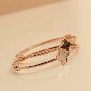 - Lucky Black Clover Bangle Bracelet